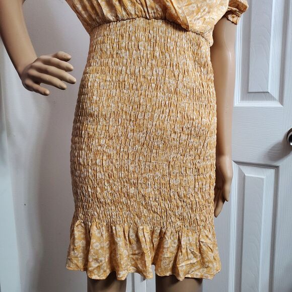 Lumiere URBAN OUTFITTERS Floral Spring Summer Mini Dress Large L Yellow - Picture 4 of 8